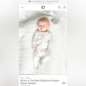 Colored Organics Picnic In The Park Collection Peyton Zipper Sleeper 0-3 months